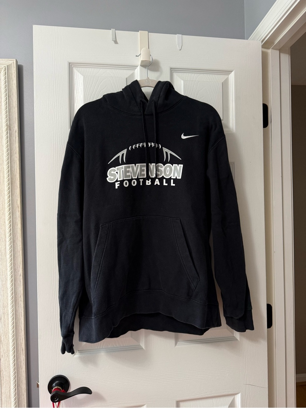 Nike Black Pullover Hoodie with Stevevson Football Graphic